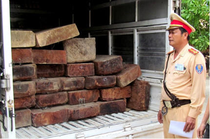 Công an Quảng Bình bắt giữ xe chở 150kg gỗ quý